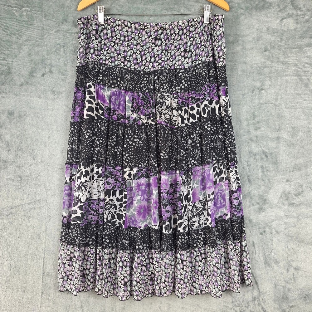 Womens Skirt Large Tiered Maxi Boho Floral Prairie Festival Peasant Cottagecore‎